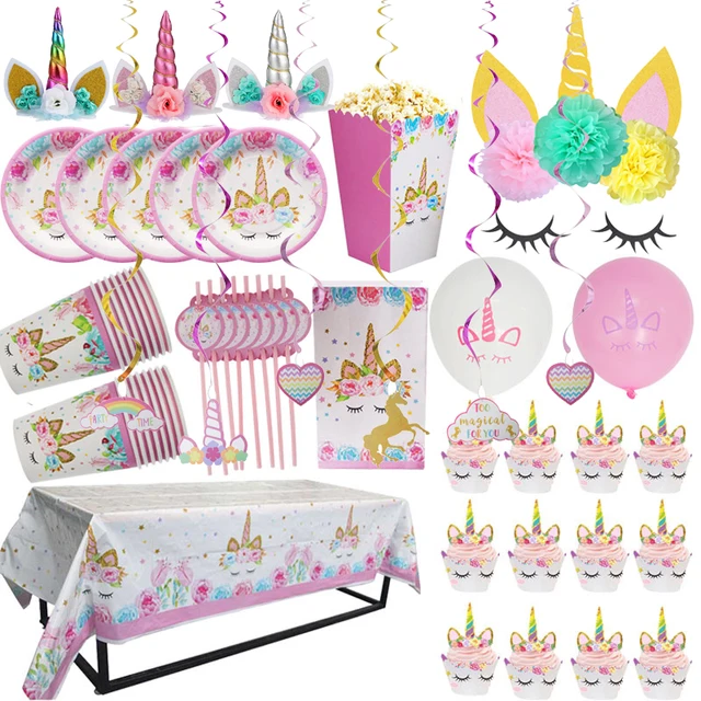 1set Pink Unicorn Party Supplies