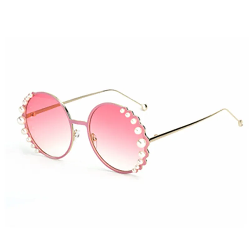 HBK круглые жемчужные солнцезащитные очки Modis Oculos De Sol feminino Роскошные винтажные женские брендовые дизайнерские солнцезащитные очки градиентные UV400