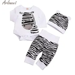 ARLONEET/комплект одежды для маленьких мальчиков и девочек с принтом зебры, одежда для маленьких мальчиков, одежда для новорожденных девочек 0-3