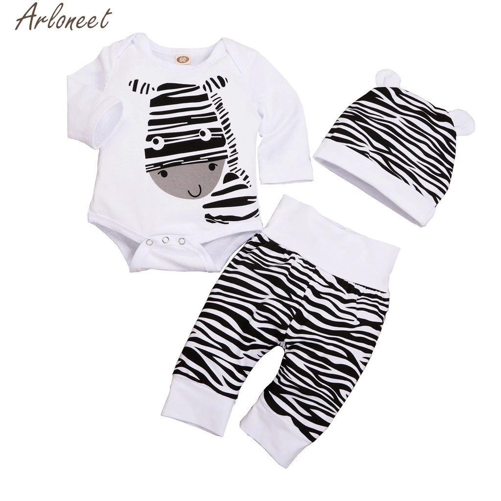 

ARLONEET Baby Boys Girls Outfits Set Cartoon Zebra Print baby boy clothes newborn baby girl clothes 0-3 months infant clothing