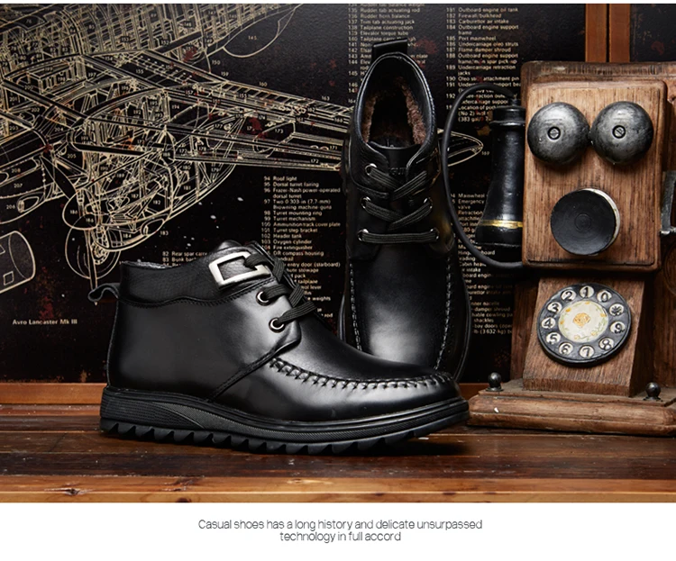 Модные повседневные мужские Ботильоны из натуральной кожи; зимние плюшевые мужские ботинки; botas hombre; модельные ботинки; черные роскошные ботинки на плоской подошве с мехом; chaussure homme