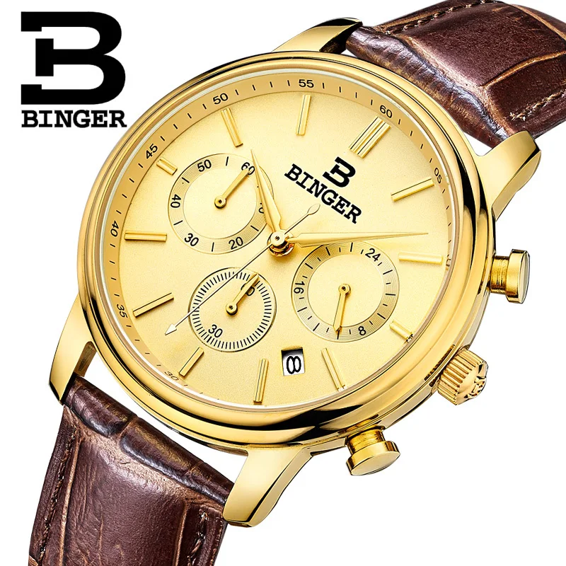 

Switzerland Men Watches BINGER Luxury Brand Watch Men Chronograph Wrist Watch Male Quartz waterproof relogio Sport clock B9005-8