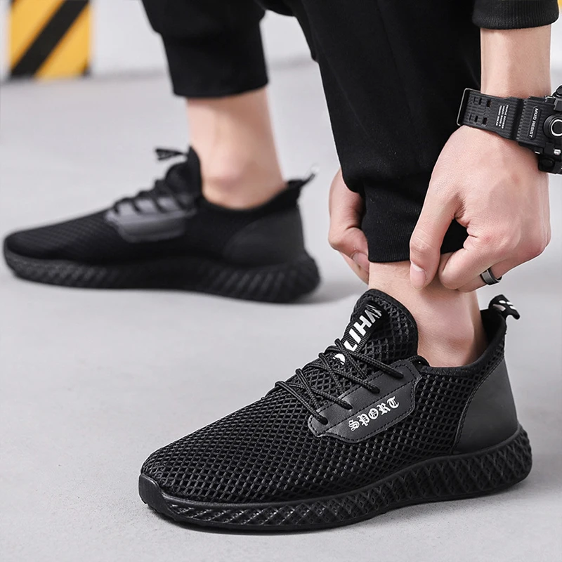 

Air Mesh Breathable Men Casual Shoes Comfortable Fashion Walking Sneakers Man Summer Lightweight Black Men's Shoes Soft