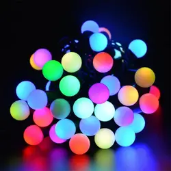 Новый год RGB 5 м 50 светодио дный LED ball Строка Рождество свет вечерние, свадебные украшения, праздничные огни, бесплатная доставка