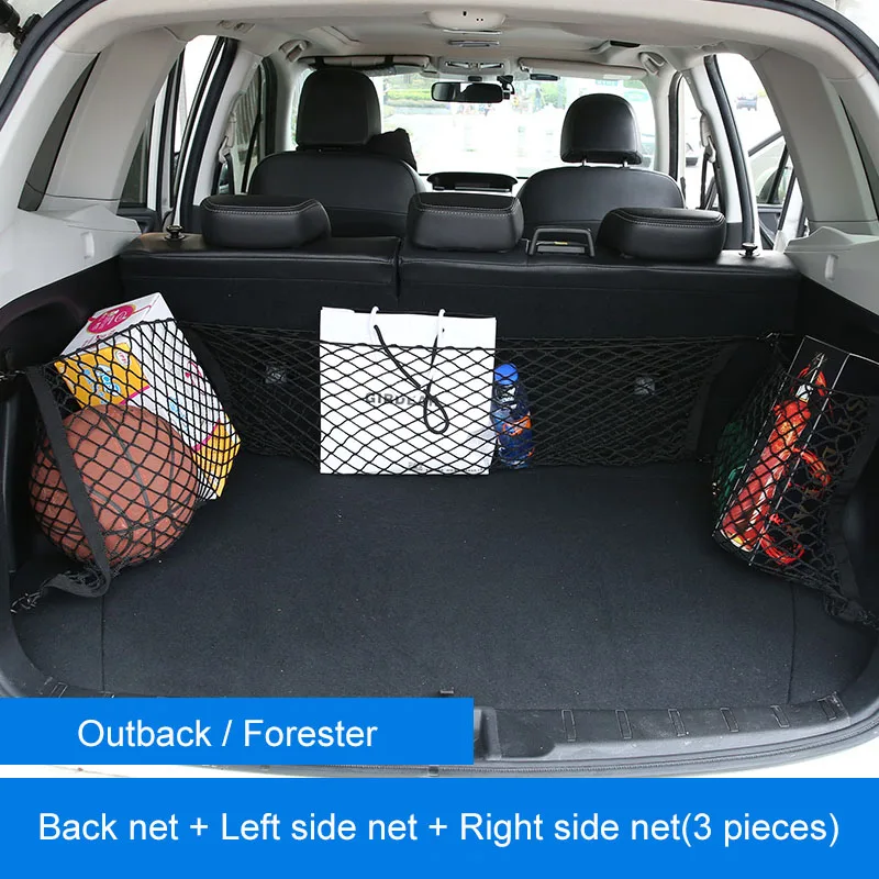 QHCP нейлоновый Автомобильный задний багажник сетчатый мешок для хранения Органайзер сетка авто аксессуары для Subaru Forester Outback Legacy XV 2013 - Название цвета: Back Left Right