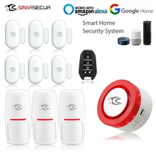 Wireless alarm siren motion sensor security system Android IOS app control compatible with alexa google home Wireless alarm siren motion sensor security system Android IOS app control compatible with alexa google home