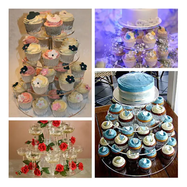 New Assemble and Disassemble Round Acrylic 4 Tier Cupcake Cake Stand For Birthday Wedding Party Cake Shop Home