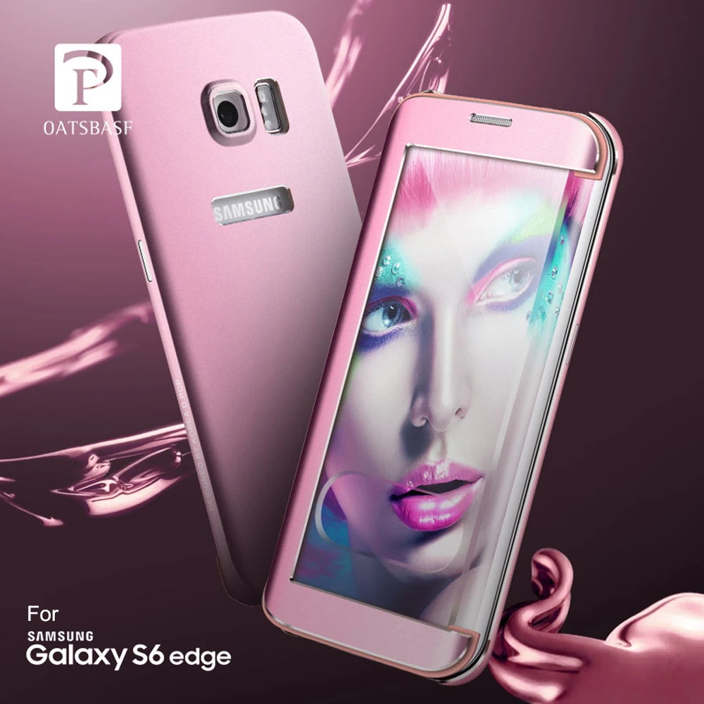 ==> [Free Shipping] Buy Best OATSBASF for Galaxy S 6 Edge Hybrid Case Full View Acrylic + Aluminium Alloy Metal Flip Cover for Samsung Galaxy S6 edge G925 Online with LOWEST Price