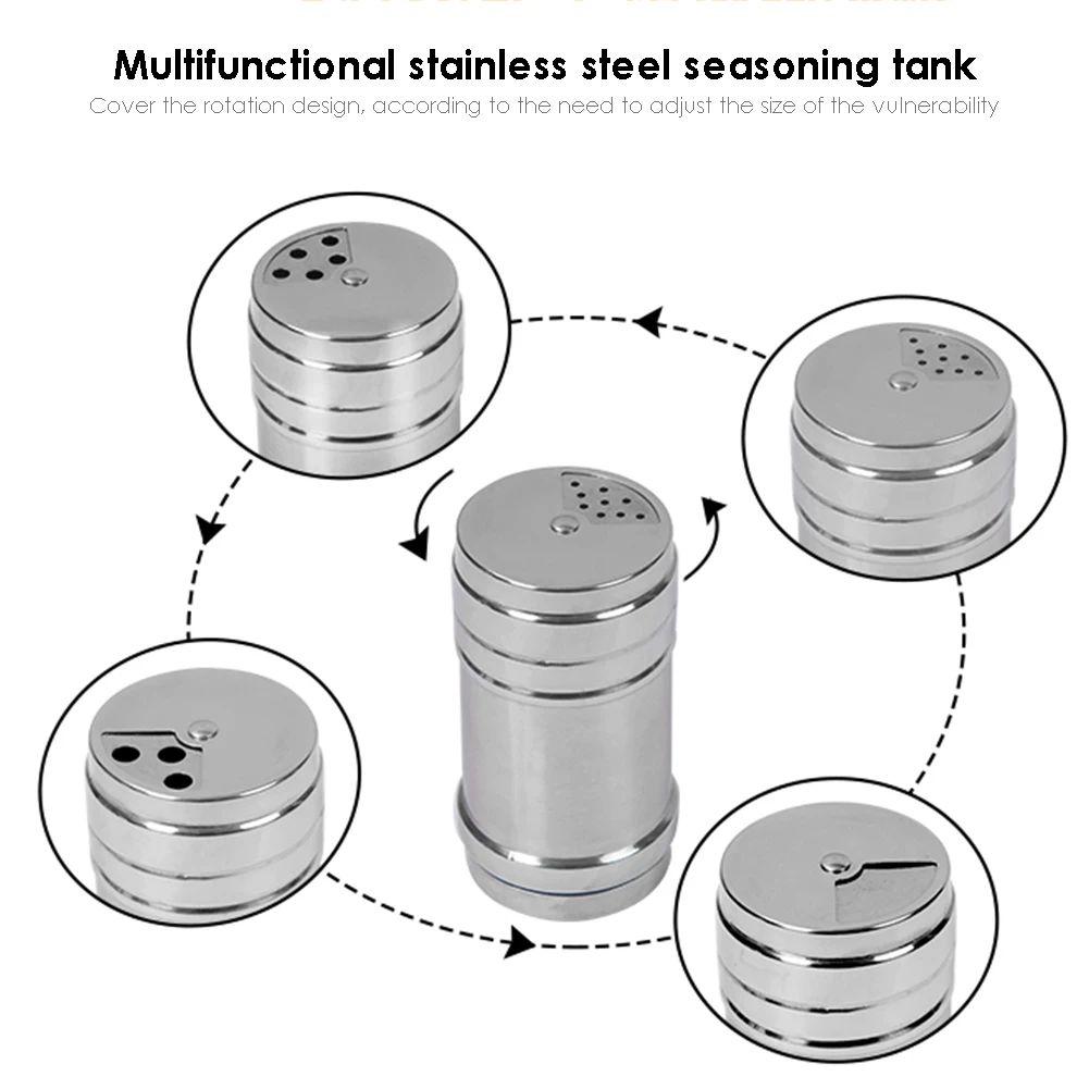Нержавеющая сталь баночка для специй земснаряд соль сахар специи перечница приправа банка с Вращающейся Крышкой многоцелевой кухонный инструмент