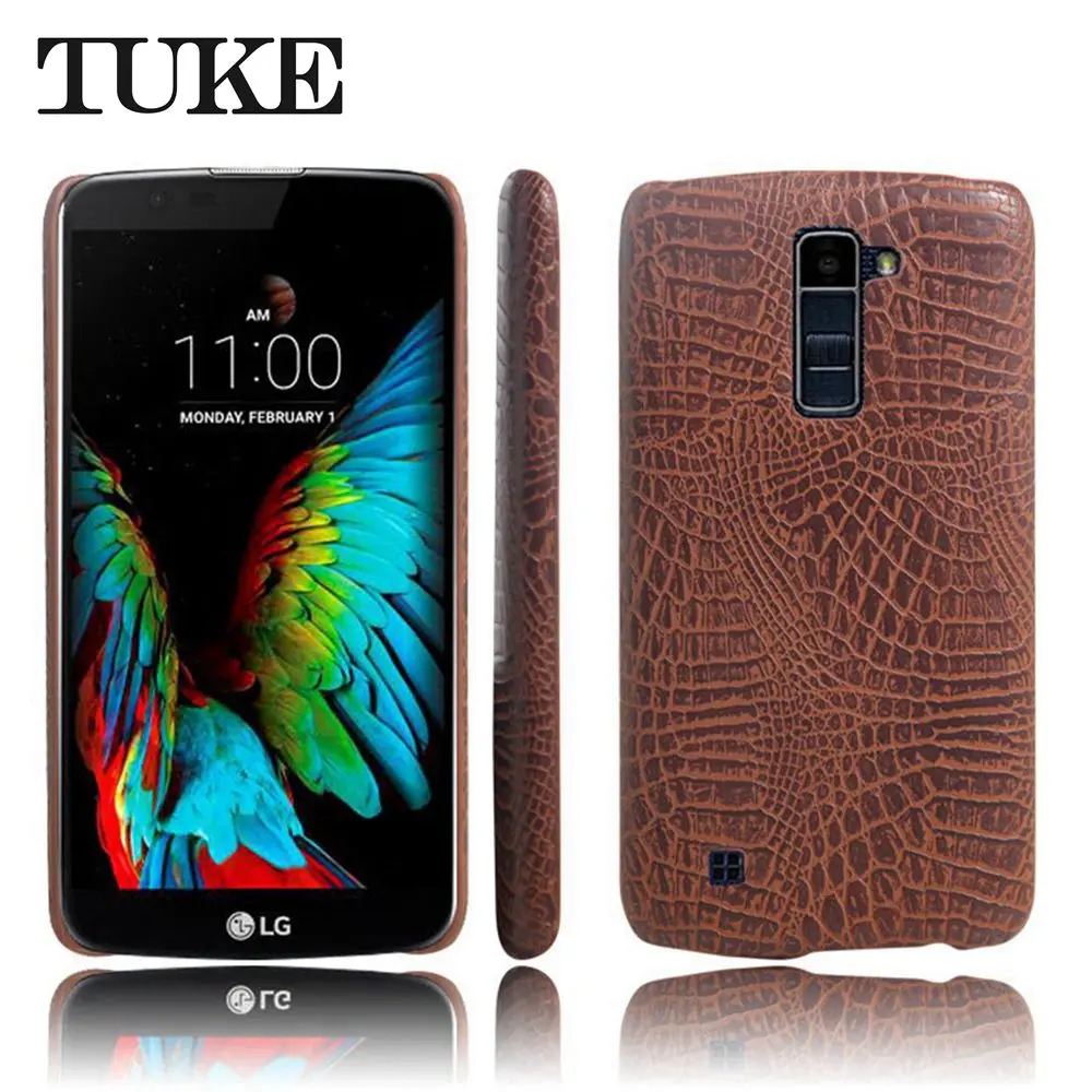 

TUKE Crocodile Pattern Phone Covers For LG K10 2017 LGK10 2017 Celular For LG K 10 2017 Hard PC with PU Leather Back Cover
