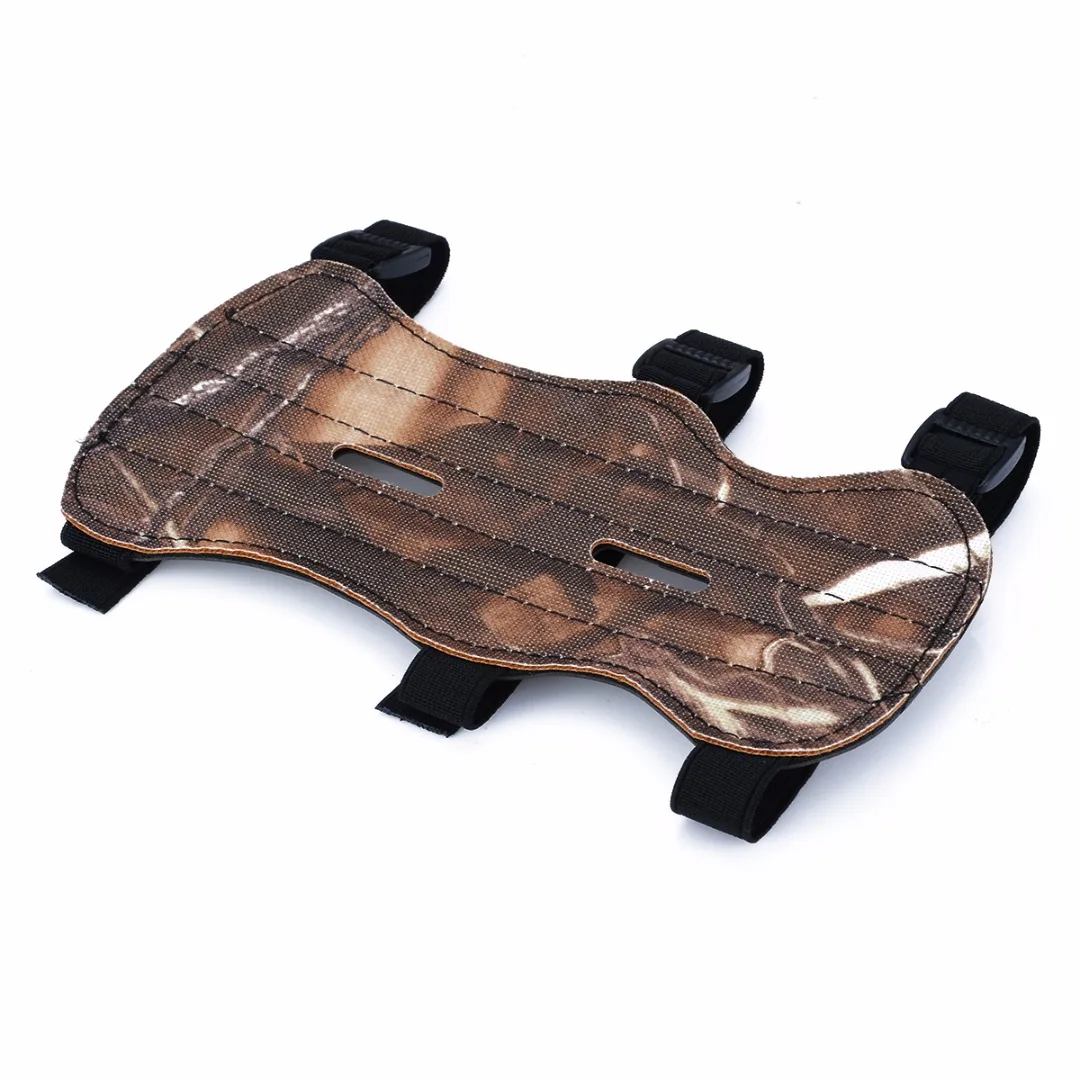 Mayitr Leather Shooting Archery Arm Guard Bow Protective Gear 3 Straps Green Camouflage Black