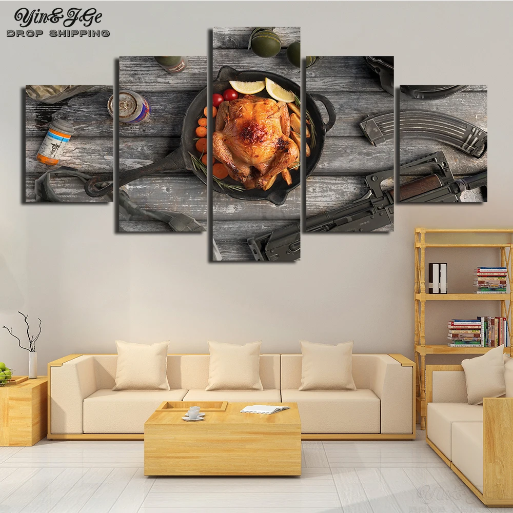 

Modular Pictures Wall Art 5 Pieces Game PUBG Canvas Painting Posters Print Modern Bedside Background Home Decoration Framework