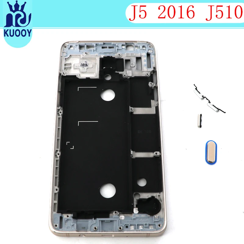 Для samsung Galaxy J5 J7 J510 J710 Передняя средняя рамка Задняя крышка батареи+ Боковая кнопка объектив камеры стекло Полный комплект корпус