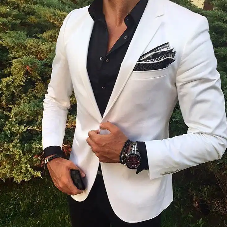 mens white casual jacket