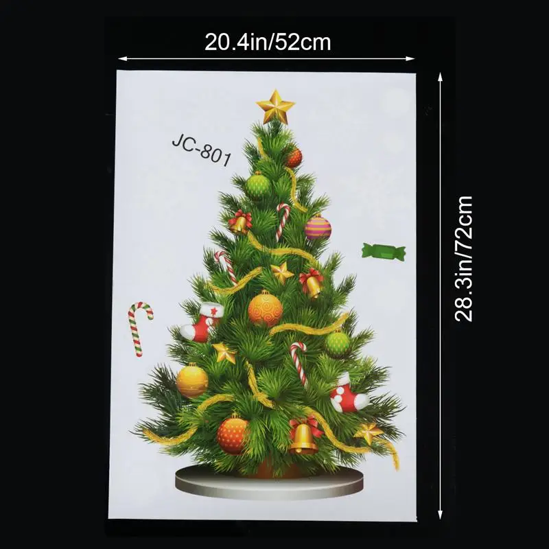 Removable Merry Christmas Colorful Window Stickers Clings Elk Christmas Tree Glass Door Window Decals Showcase Clings DIY
