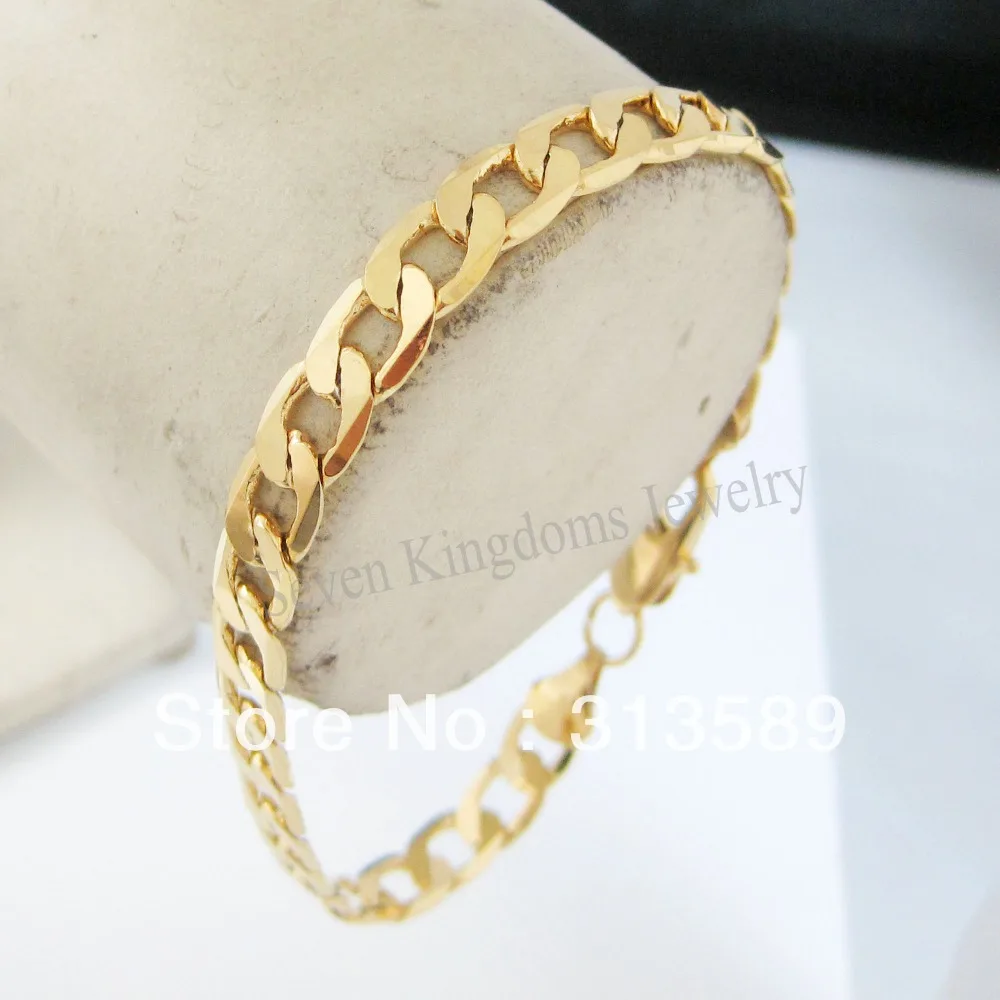 

/Min Order 10$ CAN MIX DESIGN /5MM 0.2" 8" 24K YELLOW GOLD GP SOLID OVERLAY FILLED BRASS CURB CUBAN LINK BRACELET/GREAT GIFT/