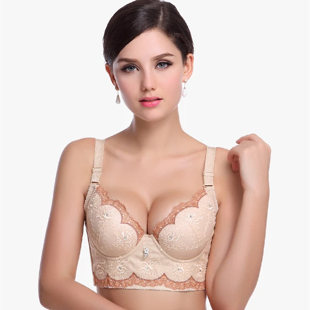 Women Soft Deep V Bras Embroidery Wireless Push Up Sexy Bra Thin cup  Comfort Bra