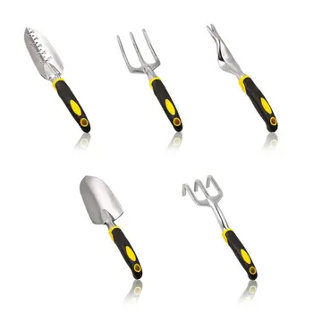 

Garden Tool Set ， Weeder，Transplanter，Weeding fork，Cultivator, Trowel 5 PCS gardening Tool Set for Digging Ergonomic Gardening