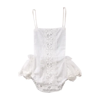 

Pudcoco Kid Baby Girl Clothes Princess White Lace Floral Romper Halter Jumpsuit Sunsuit Easter Costume baby girl Outfit 0-24M