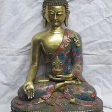 Bi003547 1" Тибетский Бронзовый gild Перегородчатой Шакьямуни bhaisajyaguru медицина статуя Будды
