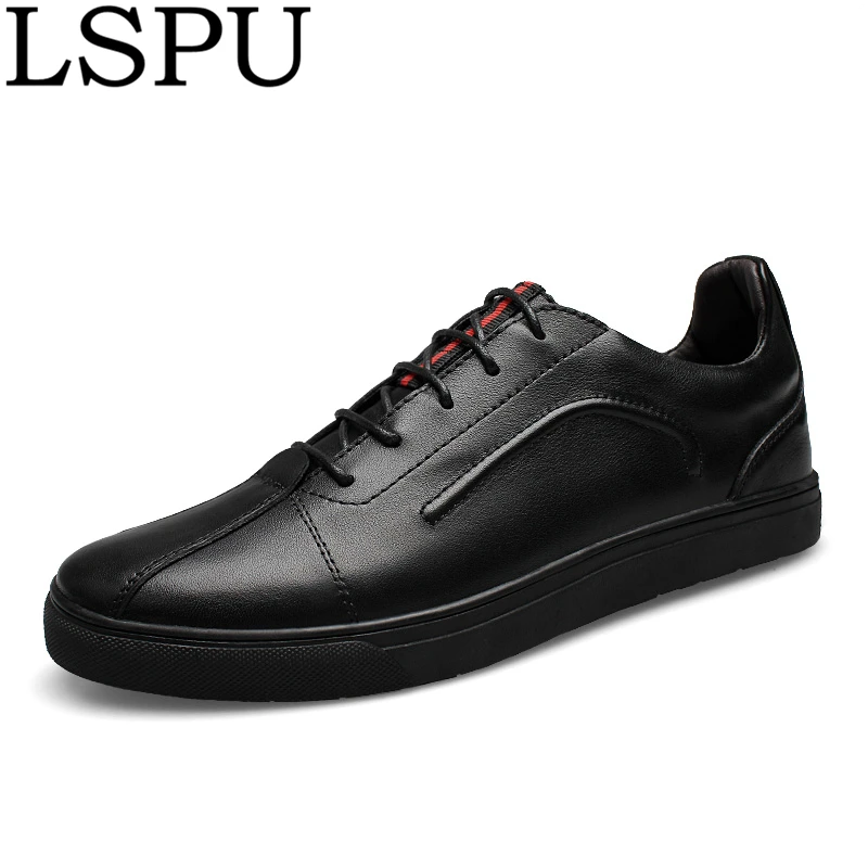 

Plus Size 48 Spring Autumn Genuine Leather Men Shoes Lace-up Breathable Casual Trainers Sneakers Fashion Men Skateboarding Shoes