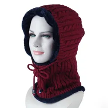 MAERSHEI зимняя плюшевая с капюшоном вязаная Воротник теплая шапка женская мужская наушники лыжный с капюшоном шарф осень Горячая шляпа Толстая шляпа вязаная шапка