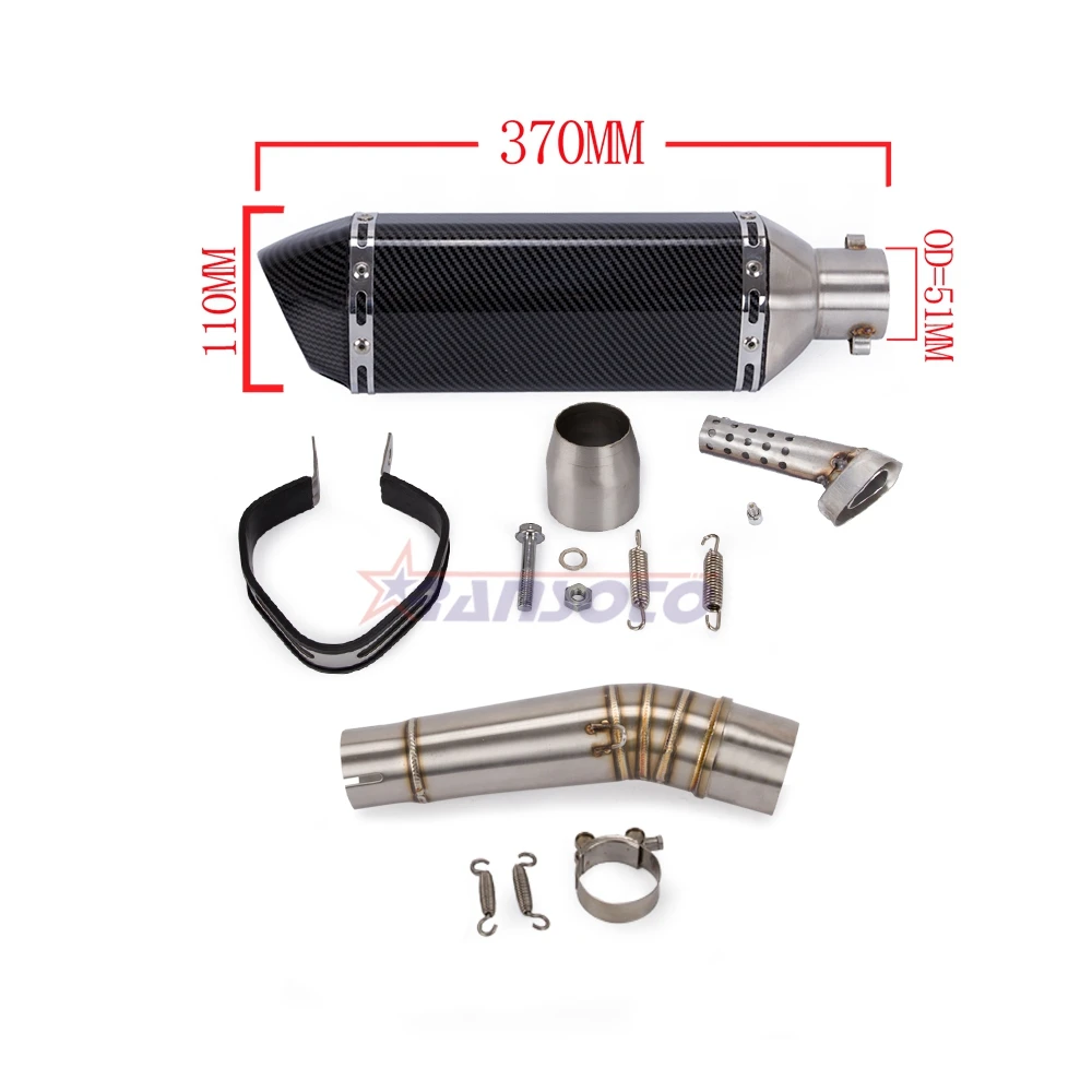 RANSOTO мотоцикл выхлопной Системы слипоны среднего трубы ссылку глушитель для Honda nc700 nc750 NC 700 750 s/X 2012- slip-on