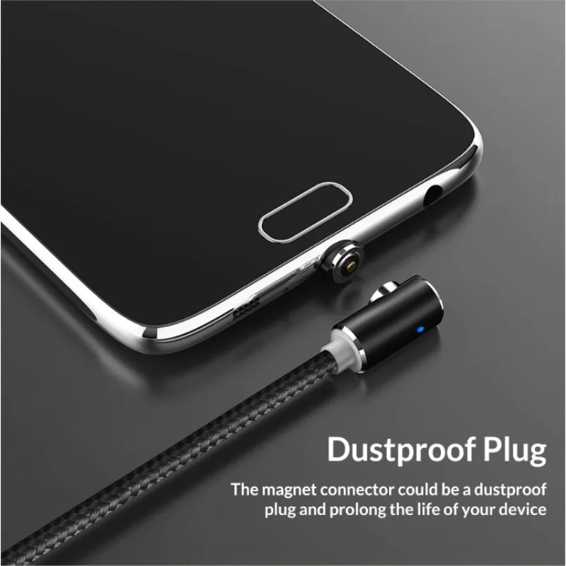 НИСИ 90 градусов l-образный круглый светодиодный USB C Магнитный кабель Micro USB/8Pin IOS TypeC 360 зарядный кабельный провод для iPhone X XR samsung