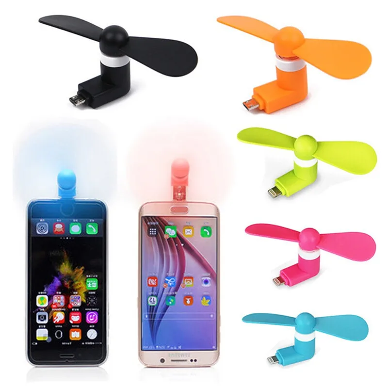 2 In 1 iphone Micro USB Mini Fan Cooler for Samsung Xiaomi Huawei HTC