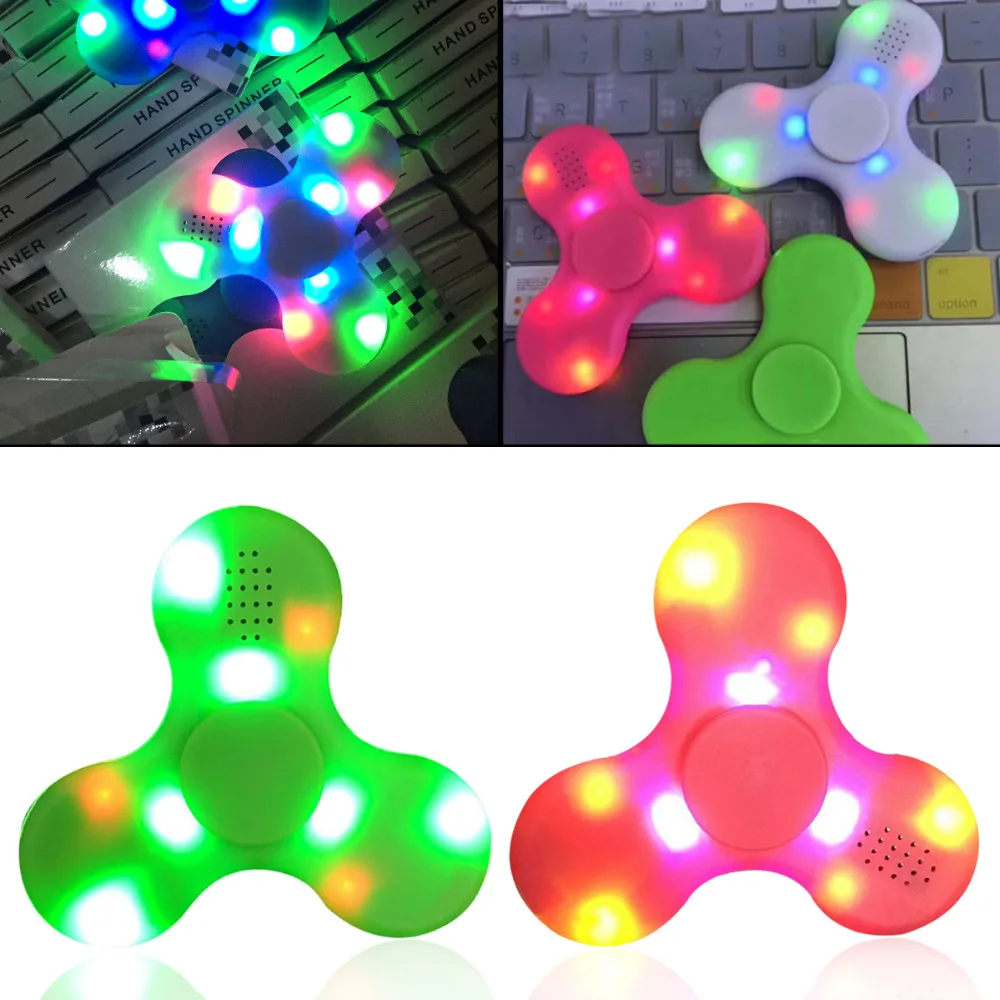 LED Bluetooth Speaker Musical Hand Tri Fidget USB Charging Fingertip Gyro Spinner Anti Stress Relief Kids
