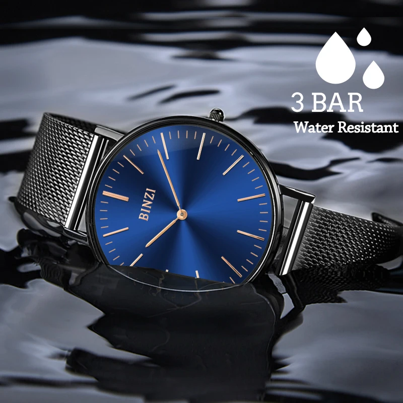 

2019 SportsQuartz Wristwatches Men's Full Steel Brand Ultra-Thin Blue Relogio for Business Leisure Dress Watches Male Military