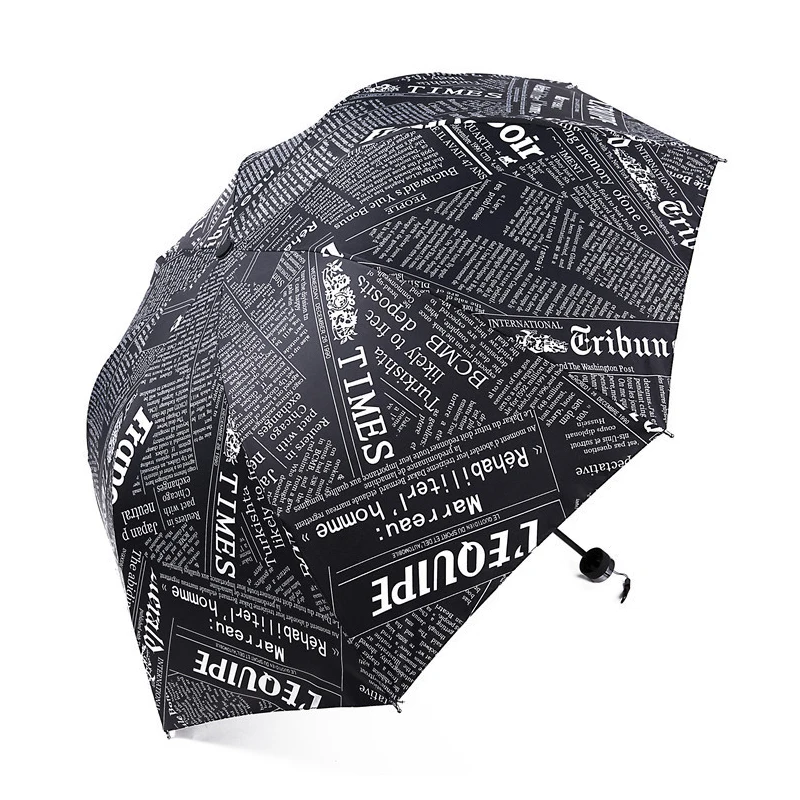 

SJ 3 Folding Wind Resistant aluminium alloyRetro Newspaper Style Big UV Umbrella Male for Rain and Sun Windproof Rain Protection