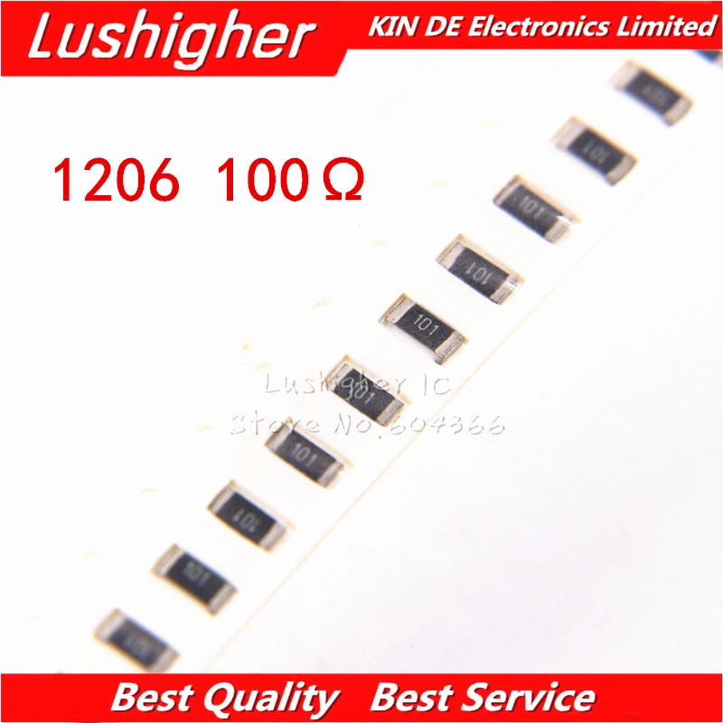 

100PCS 1206 SMD Resistor 1% 100 ohm 101 100ohm 100R free shipping