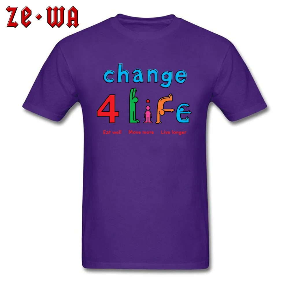 Change 4Life Logo T-shirts Short Sleeve Geek Newest Mens VALENTINE DAY Tops & Tees Geek Tee Shirts Round Neck Pure Cotton Change 4Life Logo  purple