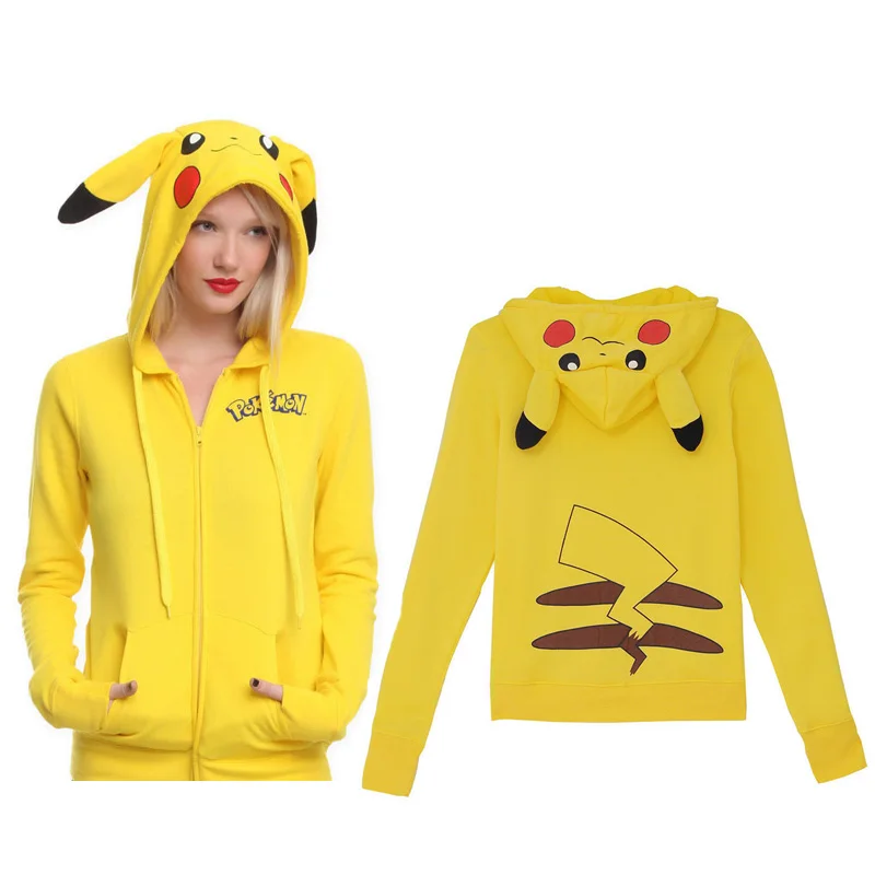 

Japan Anime Cool Pokemon Pikachu Hoodie Hoody Cosplay Costume Clothes Yellow