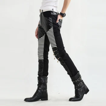 

Non Mainstream Young Mens Casual Pants Mens Fashion Leggings Mens Leather Trousers Compression Tights Sexy Mens Pants Punk Pants
