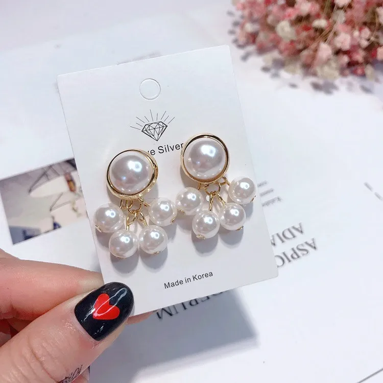 pearls earring 925 silver pin Hypoallergenic fadeless alloy fashion jewelry stud earrings for women girl gift