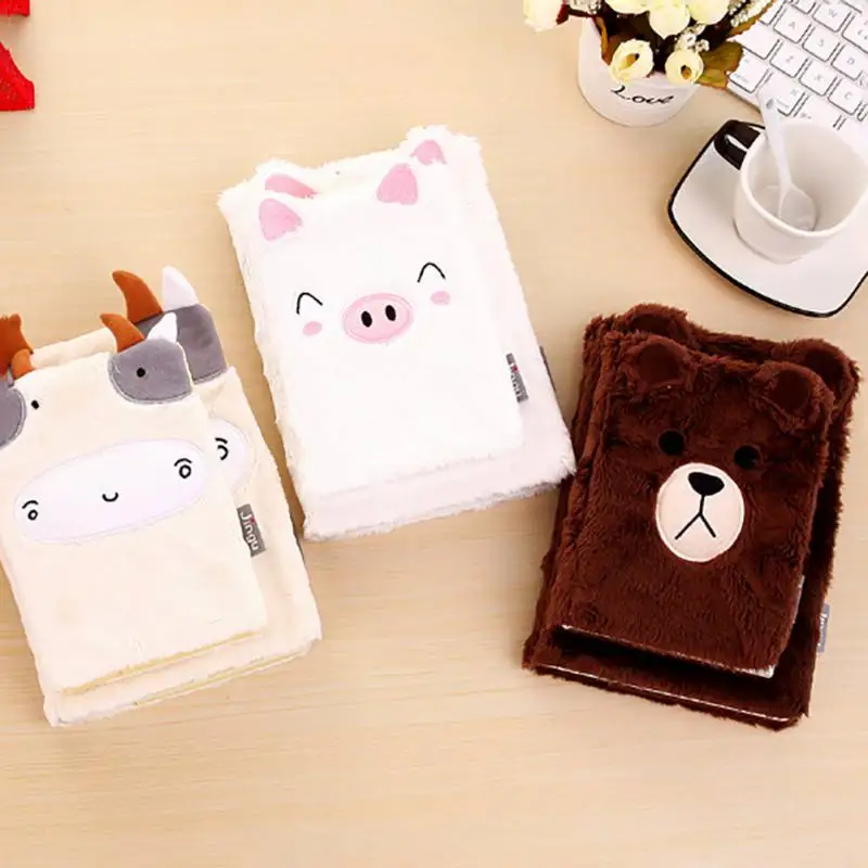 

32K /50K Winter Warm Plush Cloth Notebook Creative Color Page Notebooks Notepad Multi-function Hand Book Cute Animal