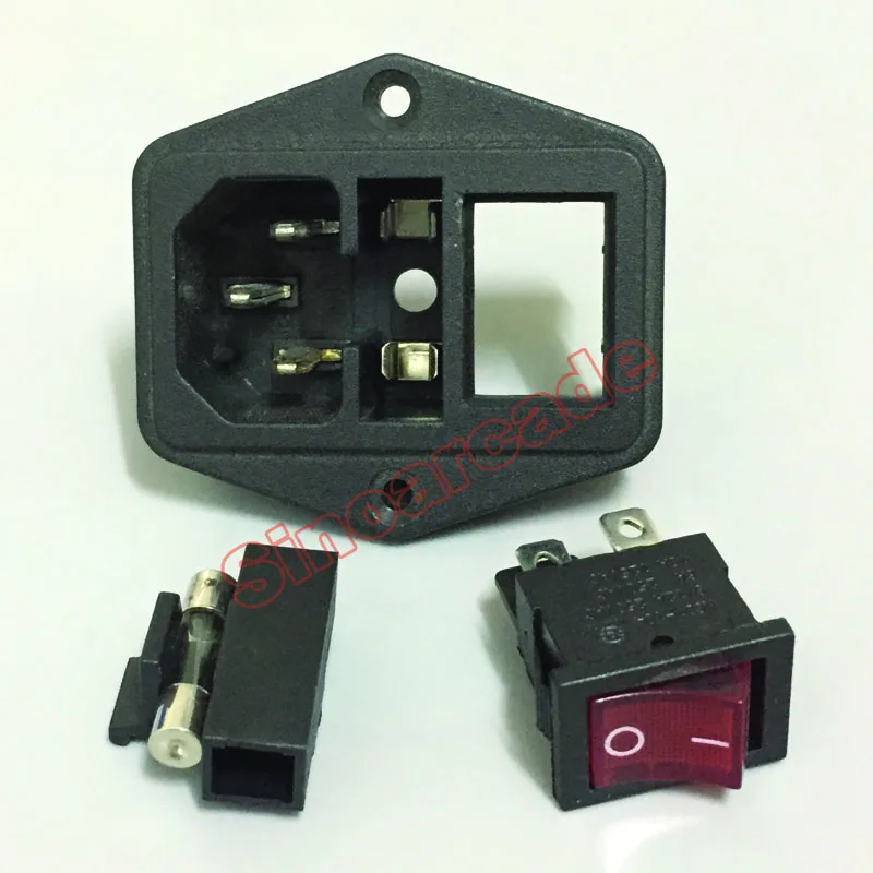 Arcade Computer Cabinet Switched Power Socket Cnnector AC 250V Lighting with Fuse Holder for Jamma and Mame DIY Game Machine