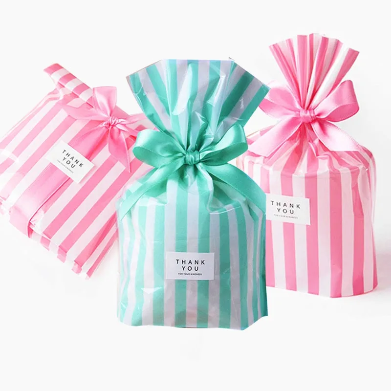 10 шт в полоску конфетная сумка DIY Baby Shower Пластик подарочные пакеты для печенья