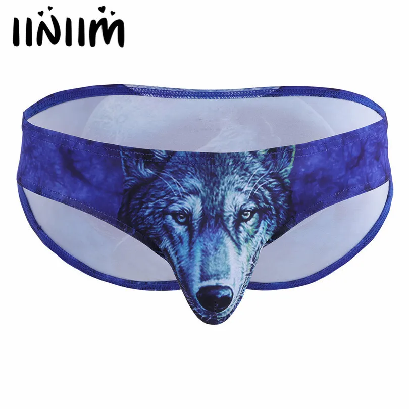 

iiniim Sexy Mens Lingerie Panties 3D Wolf Leopard Animal Printing Thong Jockstraps Bulge Pouch Fitness Gay Male Briefs Underwear