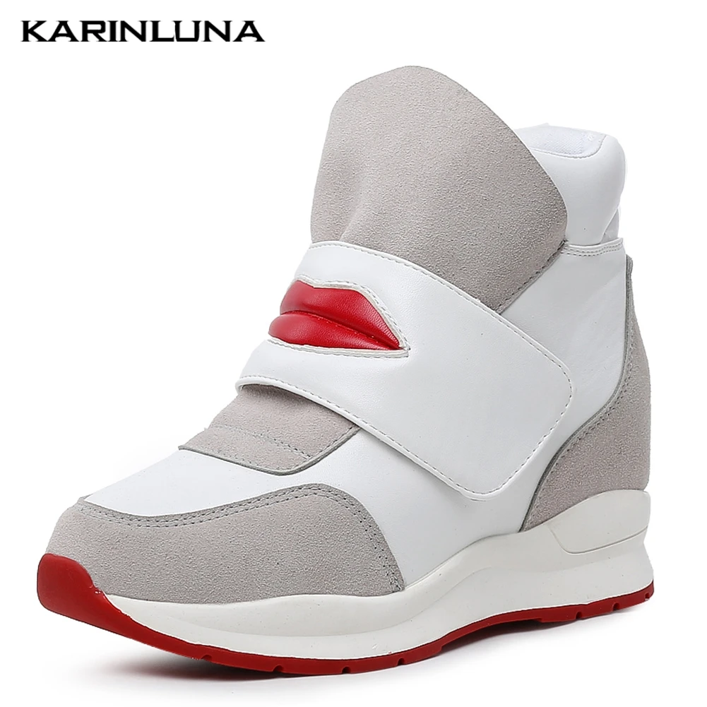 

Karinluna hook&loop top quality white Sneakers Flats Shoes 2019 Leisure INS HOT height increased casual women Shoes Woman