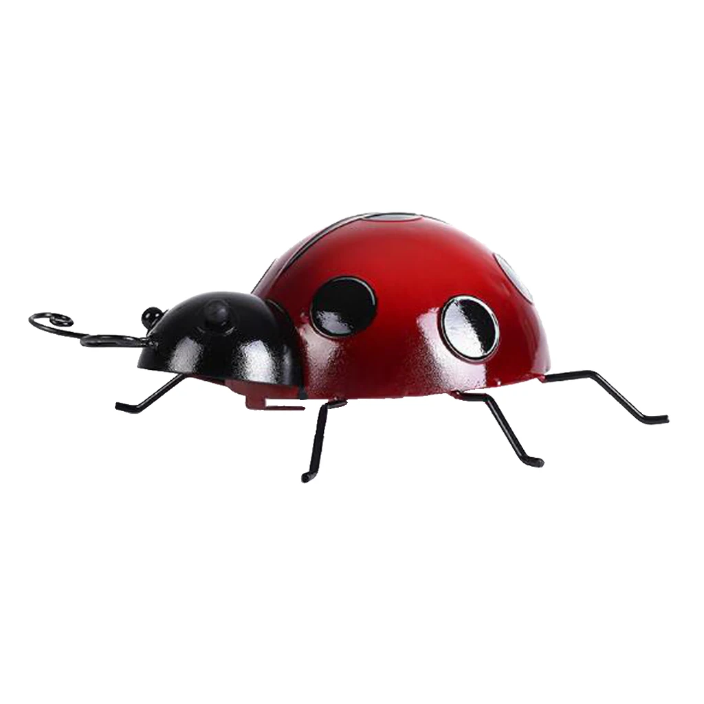 Metal Garden Wall Art Decorative Set of 2 Cute Ladybugs Wall Sculptures Ladybird Decor Figure 10cm 16cm
