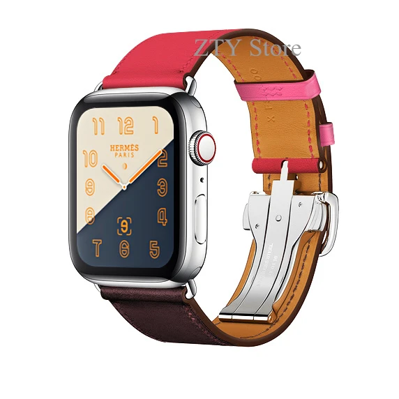 Для Apple Watch 44 мм 40 мм Herm логотип на пряжке кожаный одиночный Тур Пряжка сменный ремешок для наручных часов ремешок для iWatch 4 3