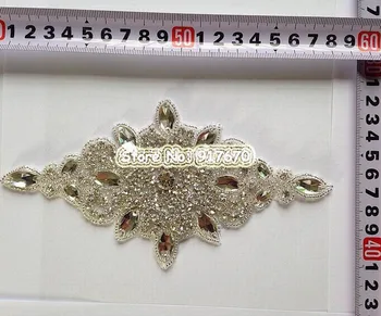 

10pcs Bling clear New Crystalpatches for clothing, Sash / Headband, lace applique flower fabric DIY Garment embroidery patch