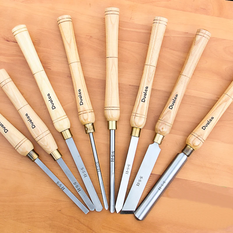 8 шт HSS деревянный токарный долото набор инструментов с высокоскоростным стальным лезвием и ручкой Ashtree в сумке