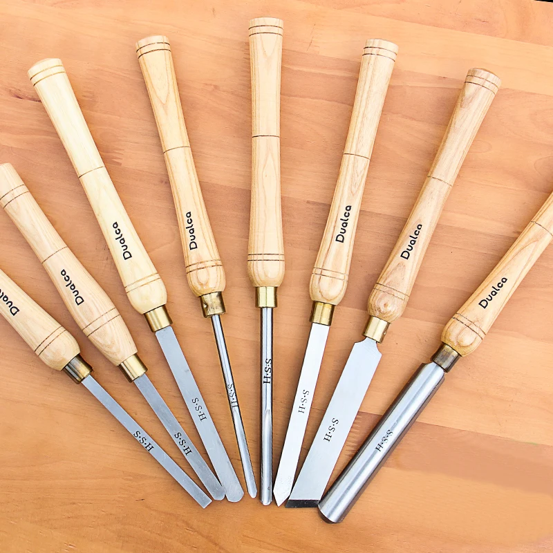 US $118.80 8PCS HSS Wooden Turning Chisel Tools SET with High Speed Steel Blade Ashtree Handle in Bag