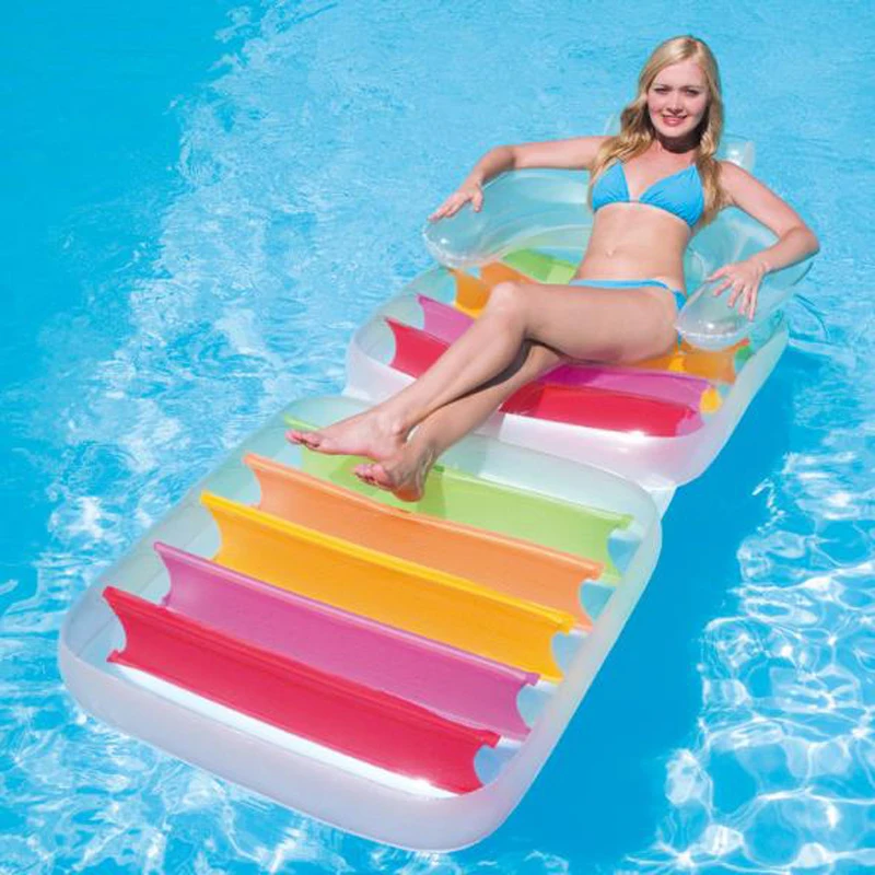 

Foldable inflatable back water lounger floating row beach mat colchonetas inflables piscina matelas gonflable piscine