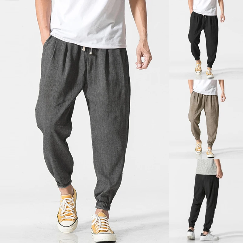 Summer Joggers Men Pants Trousers Wide Legs Baggy Trousers Loose ...