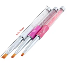 3Pcs/Set Nail Art Pen Acrylic Handle Rhinestone Diamond Nail UV Gel Salon Flat Brush Nail Brushes Manicure Tools G0184X
